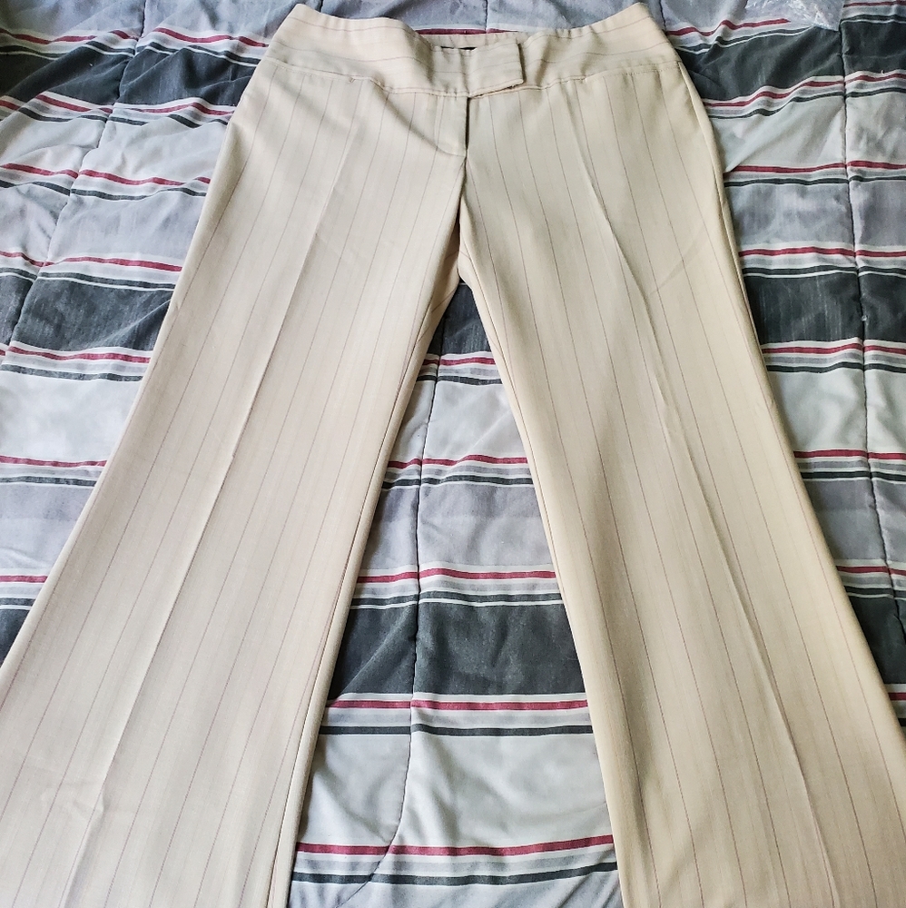 Cream pinstripe slacks, size 6